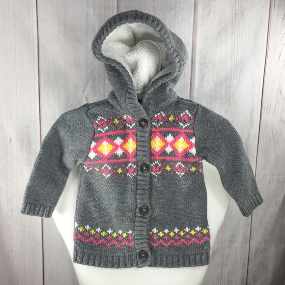Carter’s Grey Knit Sweater Argyle Baby Girl 9m - Picture 1 of 6